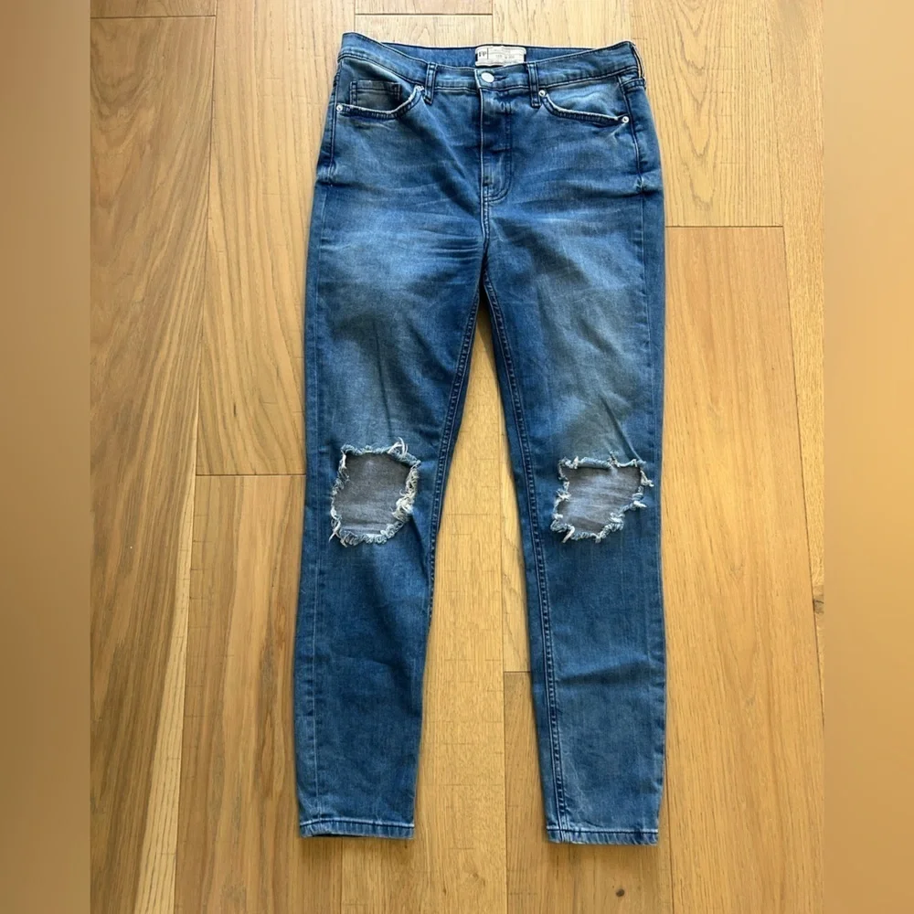 Free People Stretch Skinny Jeans Medium Wash Blue Denim Women’s Size 27